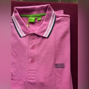 Boss Vibrant Pink Polo with Green Accents